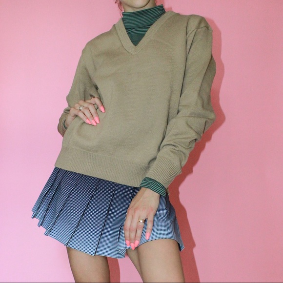 Vtg Deadstock Youth Uniform Acrylic V-Neck Sweater - Picture 2 of 10